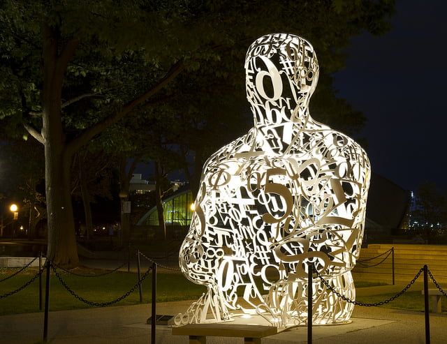 The Alchemist, sculpted by Jaume Plensa, greats MIT students at the campus entrance via Nathan Rupert/Flickr