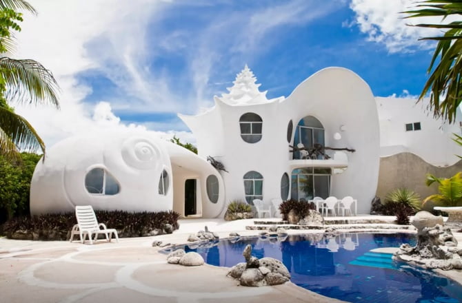 The Seashell House, Isla Mujeres, Mexico (offered for rent on Airbnb.com). Photo via AirBnB's Website
