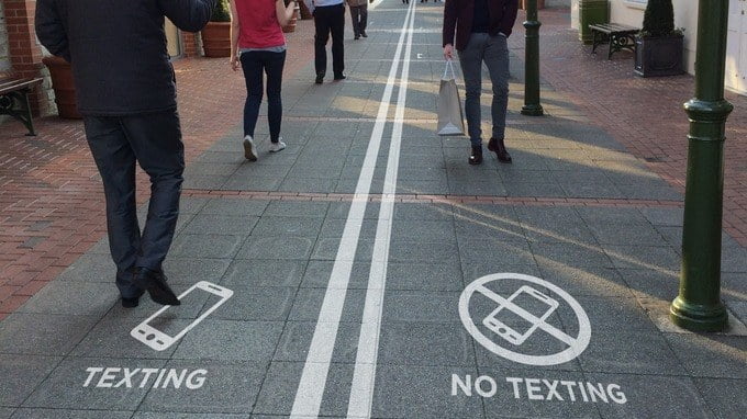 Texting and No Texting Crosswalk via NHTSA's Facebook Page