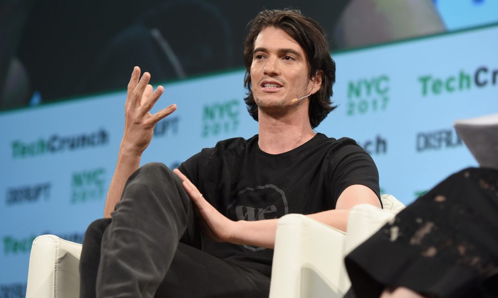 Co-founder and CEO of WeWork Adam Neumann onstage during TechCrunch Disrupt NY 2017 at Pier 36 on May 15, 2017 in New York City. Photo by Noam Galai/Getty Images for TechCrunch via Flickr