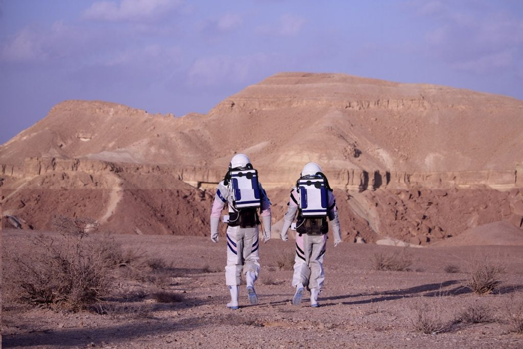 Israeli scientists in Mizpe Ramon's D-Mars habitat. Courtesy