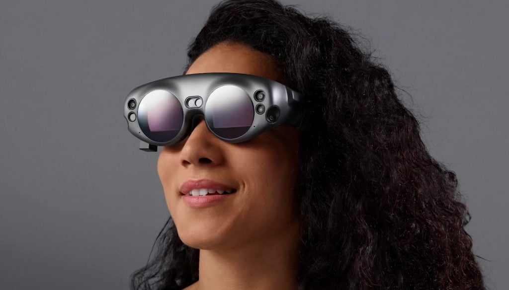 A screenshot from a Magic Leap video showing the Lightwear goggles.