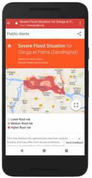 A flood alert shown to users in Patna. Photo via Google