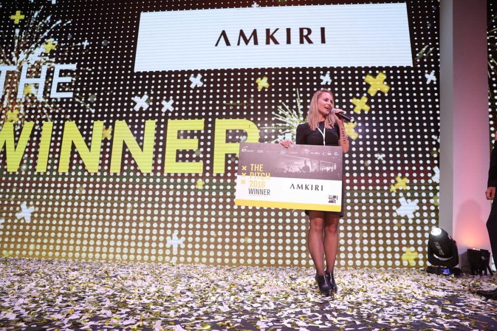 Amkiri, founded by Shavit Shapiro, was the winner at thePITCH competition in Tel Aviv, Wednesday, October 17, 2018. Photo by Shauli Lendner