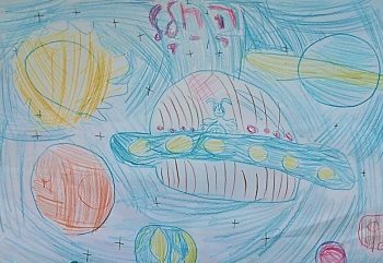 A drawing made by a child of the SpaceIL project. Courtesy