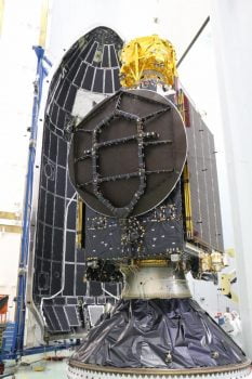 Beresheet is set above a the communication satellite (the main passenger of the launch) 