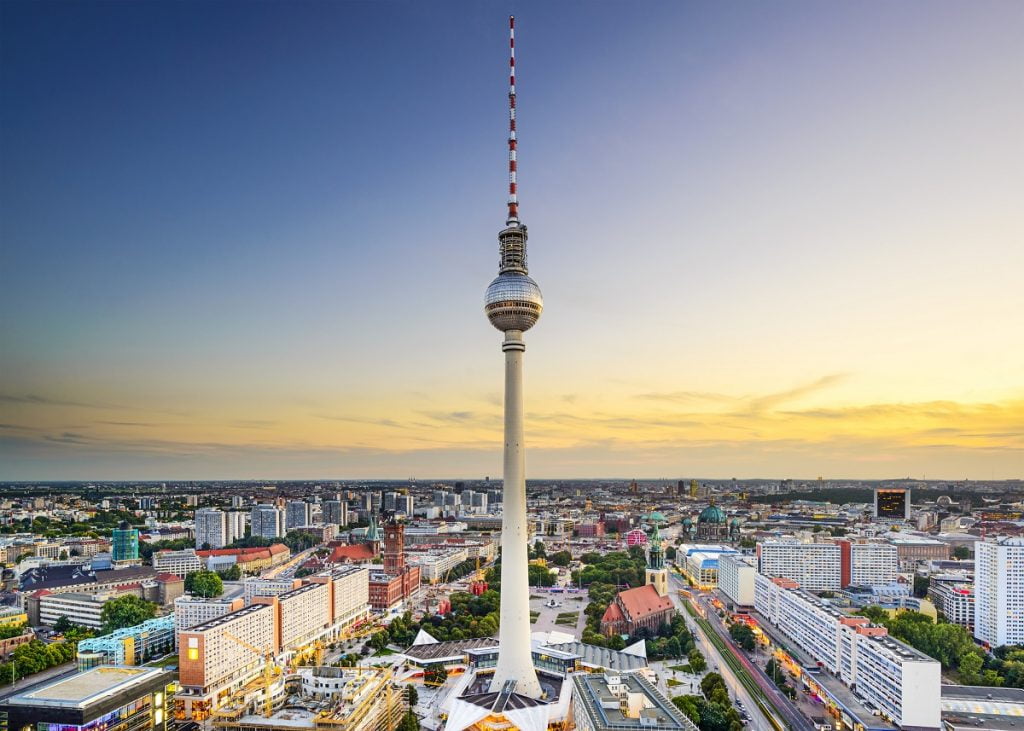 Berlin city skyline at Alexanderplatz. <a href="https://depositphotos.com/stock-photos/berlin.html?qview=58358399" rel="noopener noreferrer" srcset=