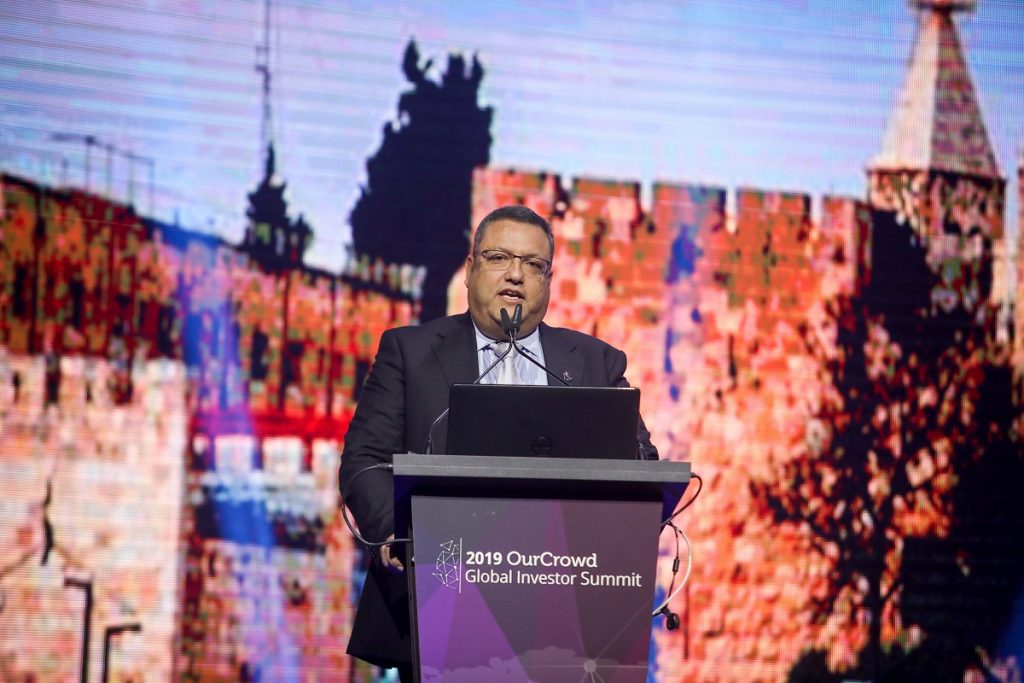 Jerusalem Mayor Moshe Lion speaking at the  OurCrowd summit March 7, 2019. Noam Moskowitz photography 