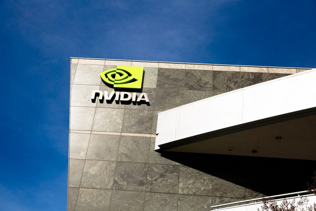 An Nvidia building in Santa Clara, CA. <a href="https://depositphotos.com/search/nvidia.html?qview=192671160" target="_blank" rel=