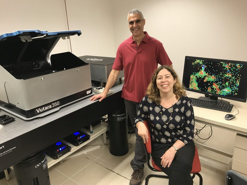 Professor Uri Ashery, head of TAU's Sagol School of Neuroscience and the George S. Wise Faculty of Life Sciences at Tel Aviv University, left, with Dr. Dana Bar-On, of the Sagol School of Neuroscience. (Courtesy)