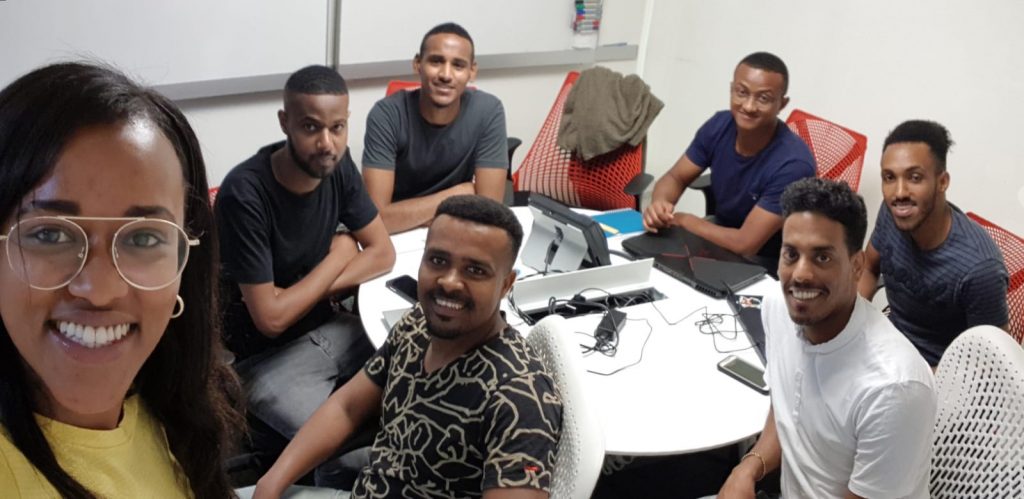 Yehudit Metoko and the Kube team at the Tech-Career hackathon in May 2019 in Netanya. Courtesy