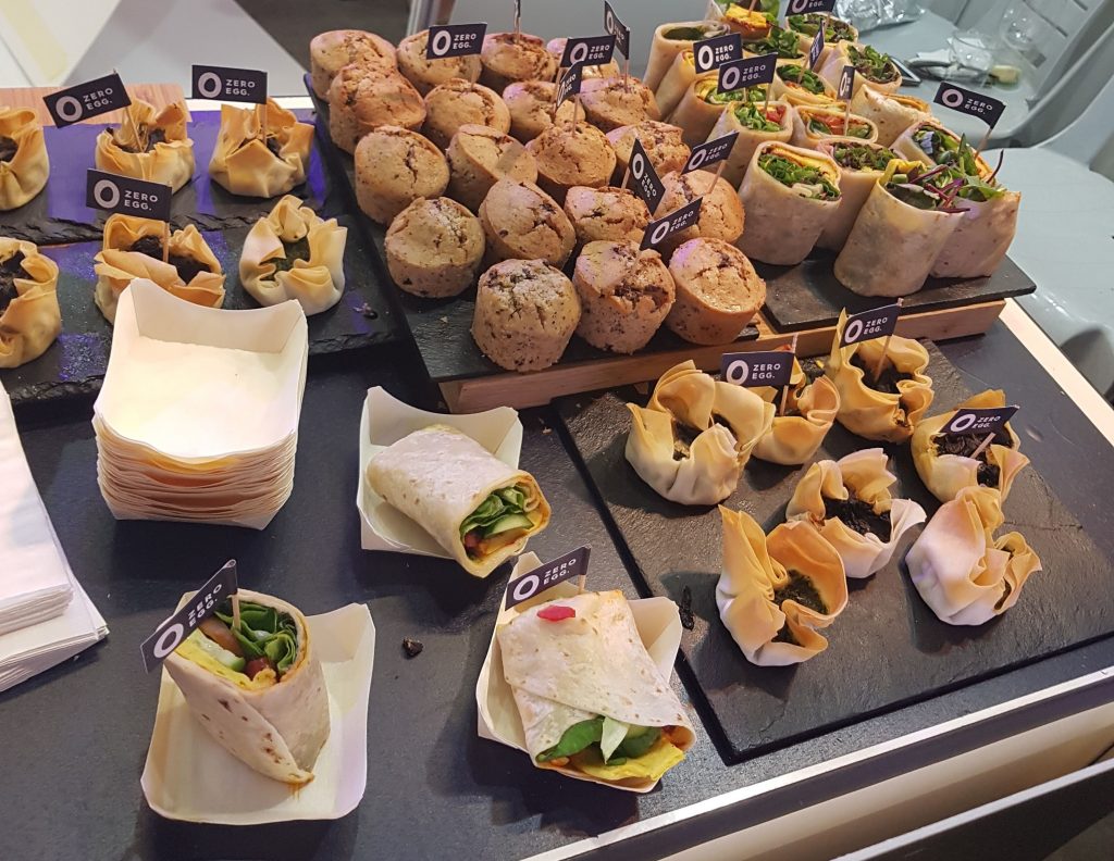 Food made with ZeroEgg, an egg substitute at FoodTechIL 2019 In Tel Aviv. Photo by NoCamels Staff.