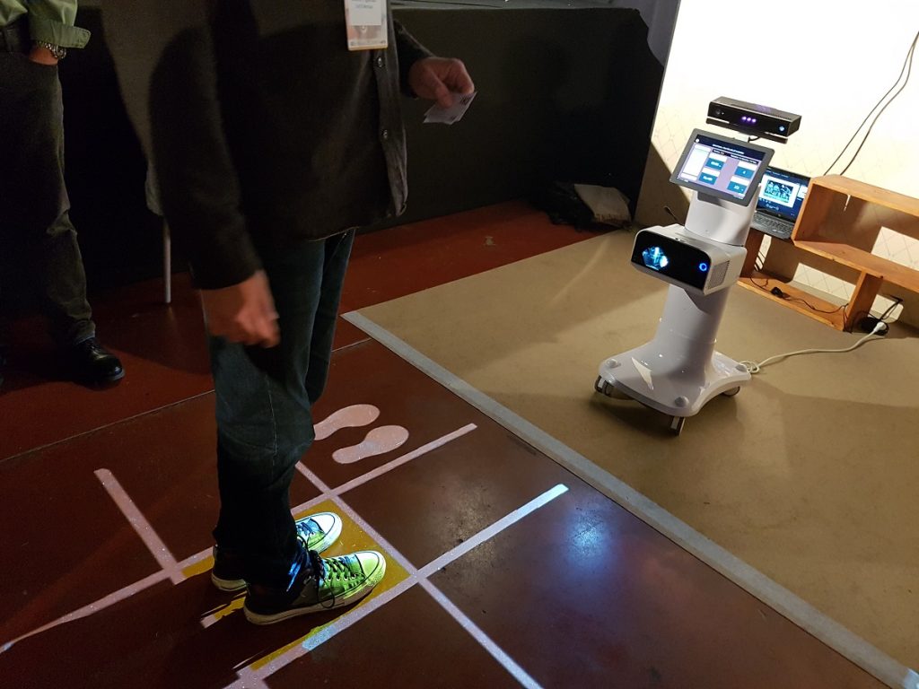 The Selfit robot showcased in action at the Digital Health Now conference in Tel Aviv, November 27, 2019. Photo: NoCamels Staff