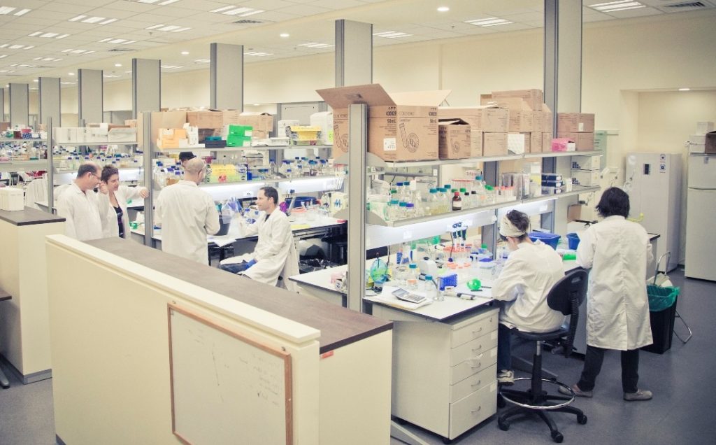 The Migal Research Institute's lab where scientists are working on developing a coronavirus vaccine. March 2020. Photo: Lior Jorno