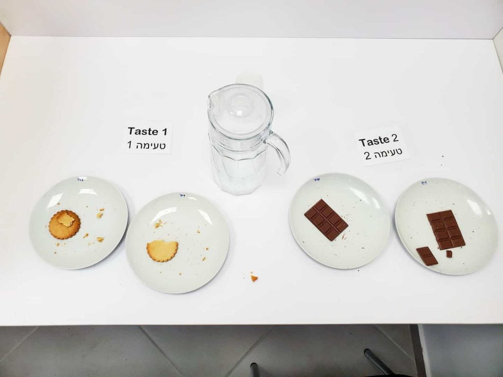 Taste test with DouxMatok's sugar reduction solution. Photo: Liz Vaknin