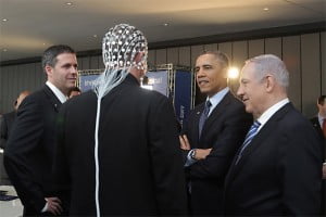 Prime minister Benjamin Netanyahu and Barack Obama Observing ElMindA Helmet