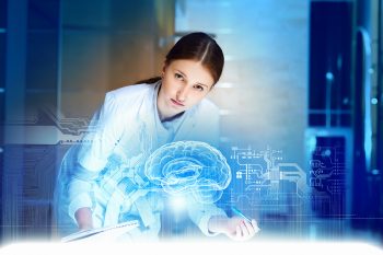 Image of young woman doctor. Concept of modern technology via BigStock