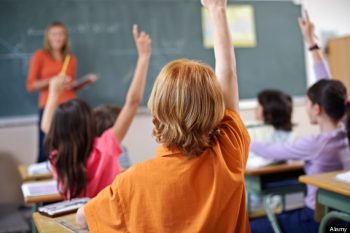 kids taking test in class