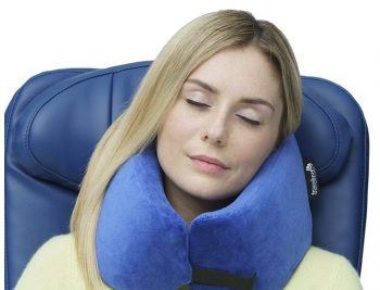 Woman Sleeping o Airplane with Neck Pillow by TravelNest Woman Sleeping o Airplane with Neck Pillow by TravelNest