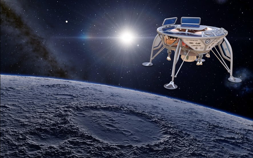 Sparrow spacecraft by SpaceIL - mission to moon - Google Lunar XPRIZE - courtesy of SpaceIL