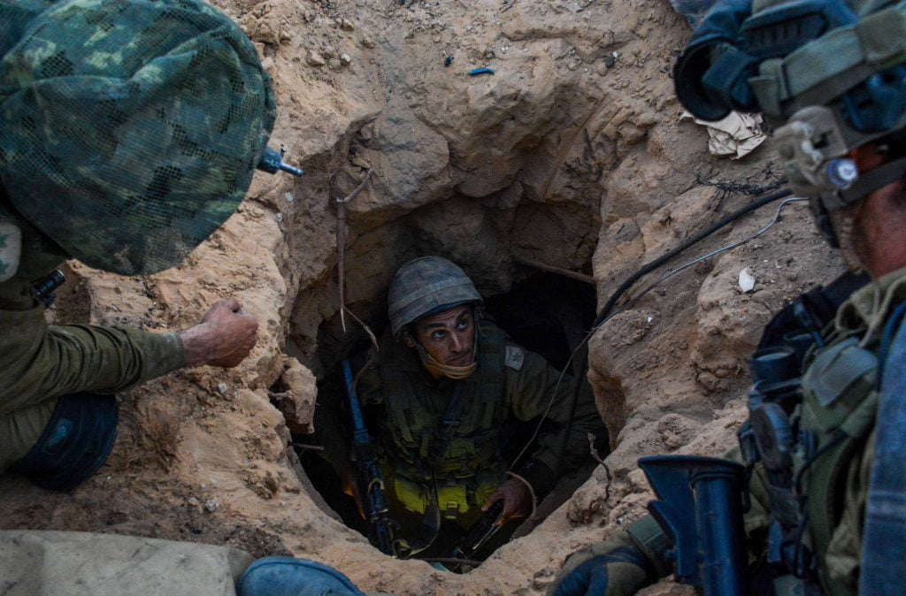 Israeli soldiers work to disable a tunnel used by Palestinian terror group Hamas during the 2014 summer war. (IDF/Flickr)