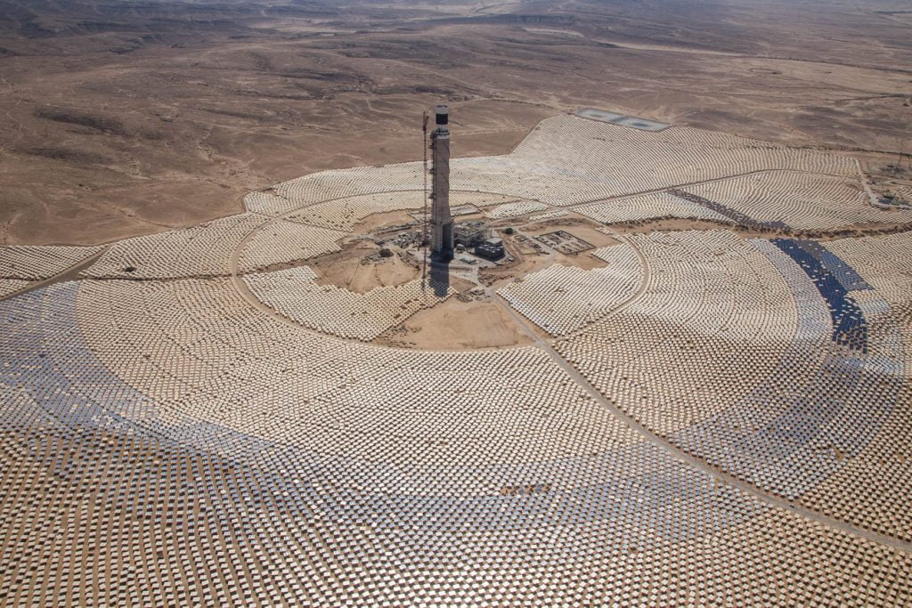 An aerial shot of the Megalim Solar Power plant. Photo by Albatross photo agency