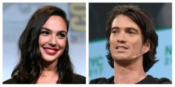 Gal Gadot, left, in a photo taken by Gage Skidmore via Flickr (CC BY-SA 2.0), and Adam Neumann, right, in a photo taken by Noam Galai/Getty Images for TechCrunch (CC BY 2.0).