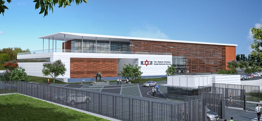 Architectural rendering of the new blood services center in Ramle. Courtesy