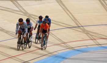 Cyclists at the cycling arena at the tel Aviv velodrome, May 1, 2018. Credit: Guy Yehieli Stills