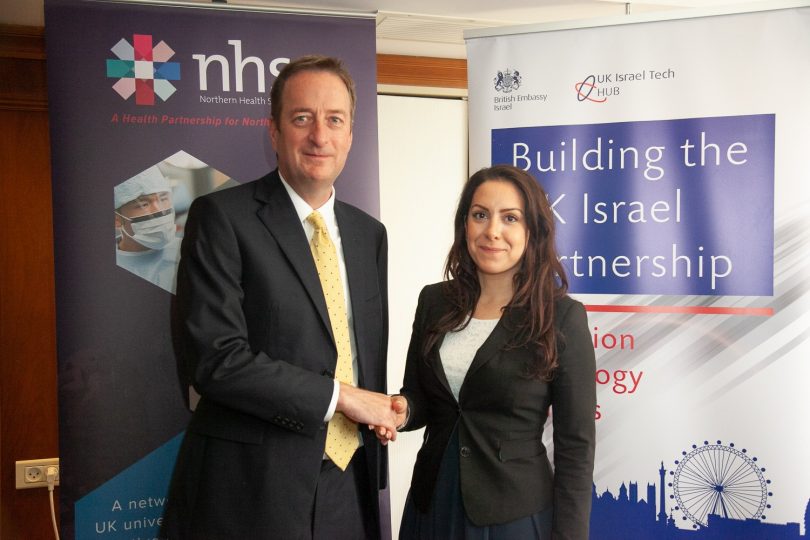 NHSA Suzanne Ali-Hassan signed the MOU with the British Ambassador to Israel David Quarrey at MIXiii Biomed 2018 in Tel Aviv. Courtesy