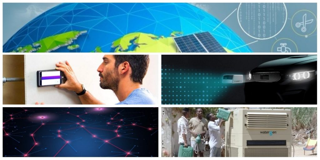 A collage of screenshots from the websites of the Israeli companies selected for the World Economic Forum's 2018 Technology Pioneers List