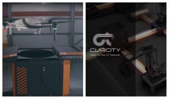 A collage of screenshots from the Airobotics and Claroty websites.