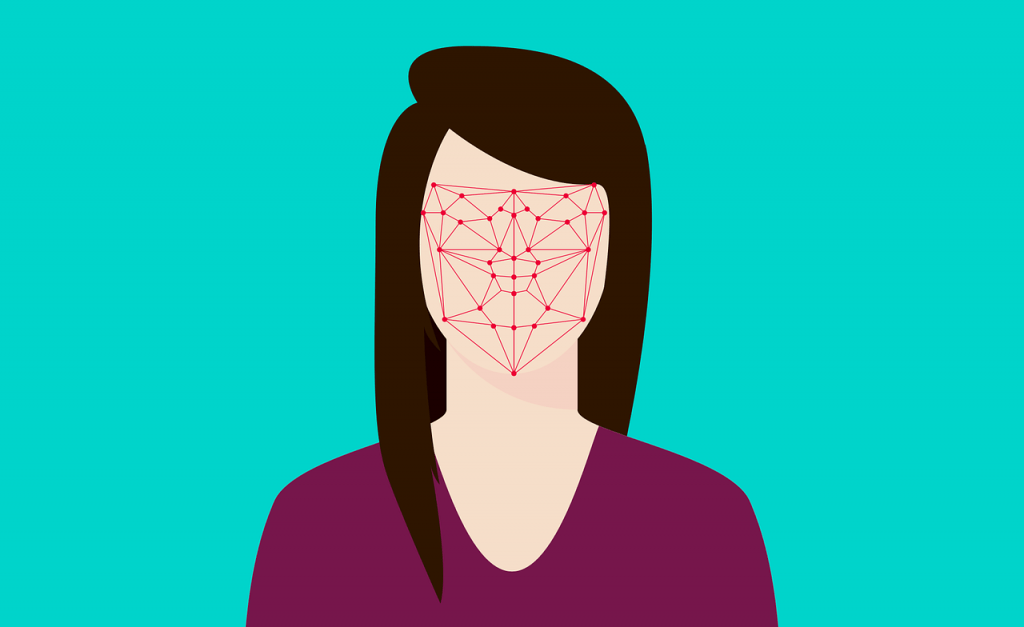 An illustration of a face scan. Photo via Pixabay