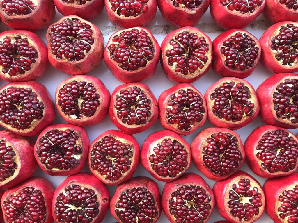Pomegranates in the Carmel market, Tel Aviv. Photo by Viva Sarah Press