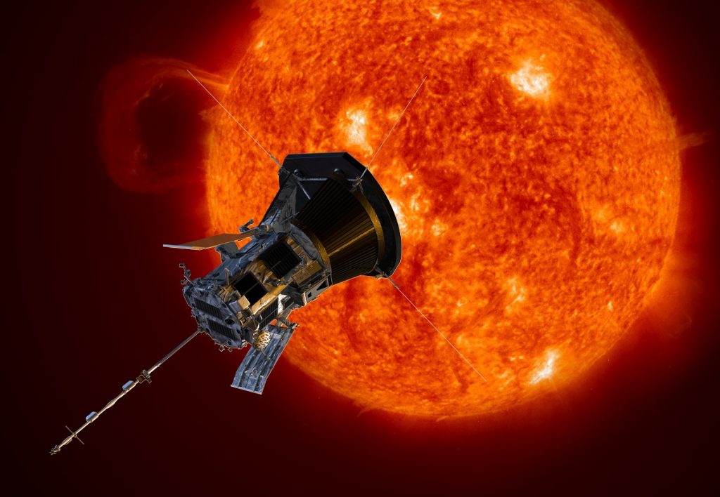 The Parker Solar Probe. Credit: NASA/Johns Hopkins APL/Steve Gribben
