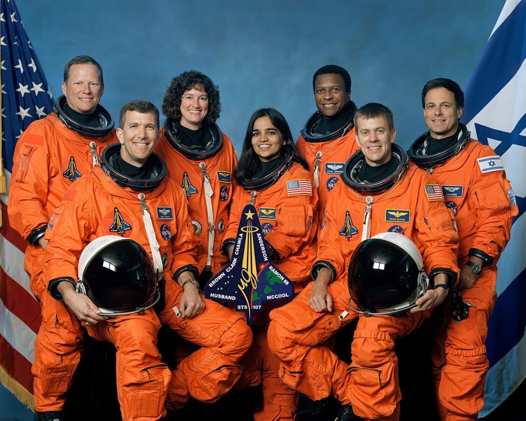 The crew of the ill-fated Columbia space shuttle. Ilan Ramon is on the far right. Courtesy of NASA.