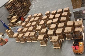Seedo home cultivator units arrive at the logistics center in Holland. Courtesy