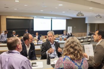 Representatives rom Israeli company MedAware meeting with business clients at the GlobalSTL Health Innovation Summit 2018. Photo via GlobalSTL