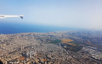 An aerial view of Tel Aviv from aboard an outgoing flight. Photo by NoCamels staff