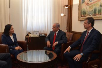 Prime Benjamin Netanyahu and Economy and Industry Minister Eli Cohen meet with Republic of Korea Trade Minister Yoo Myung-hee at the Prime Minister's Office in Jerusalem on August 21, 2019. Photo by Kobi Gideon/GPO