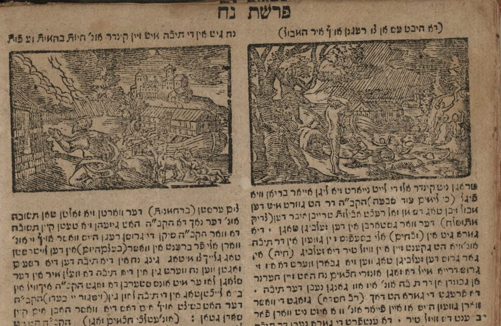 Woodcut Noah Closeup from Yiddish Bible Tzena Urena, Sulzbach, 1785. Courtesy - National Library of Israel, Jerusalem