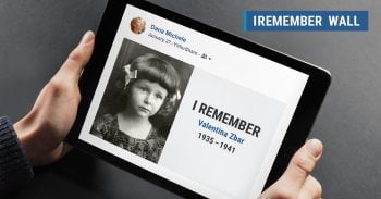 A photo of the IRemember Wall by Yad Vashem and Facebook. Courtesy