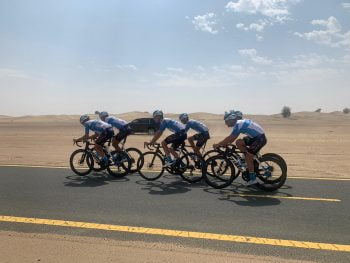 The Israel Start-Up Nation cycling team in the UAE Tour, February 2020. Courtesy