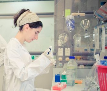 A scientist at the Migal Research Institute's lab where researchers are working on developing a coronavirus vaccine. March 2020. Photo: Lior Jorno