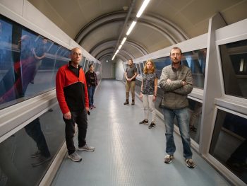 Researchers from the Technion and Rambam who presented a pooling test for the coronavirus. From left to right: Prof. Roy Kishony, Einat Tamar, Amir Argoetti, Noga Aharony, and Dr. Idan Yelin. Courtesy