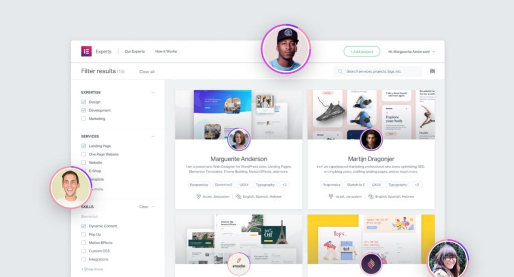 The Elementor Experts platform. Courtesy