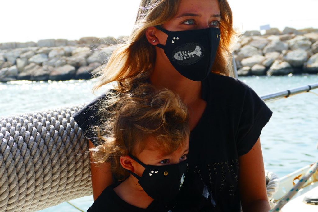 FISHI FISH masks are black with unique sea-inspired design elements. Courtesy.