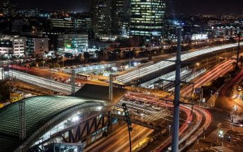 Tel Aviv train station at nigh