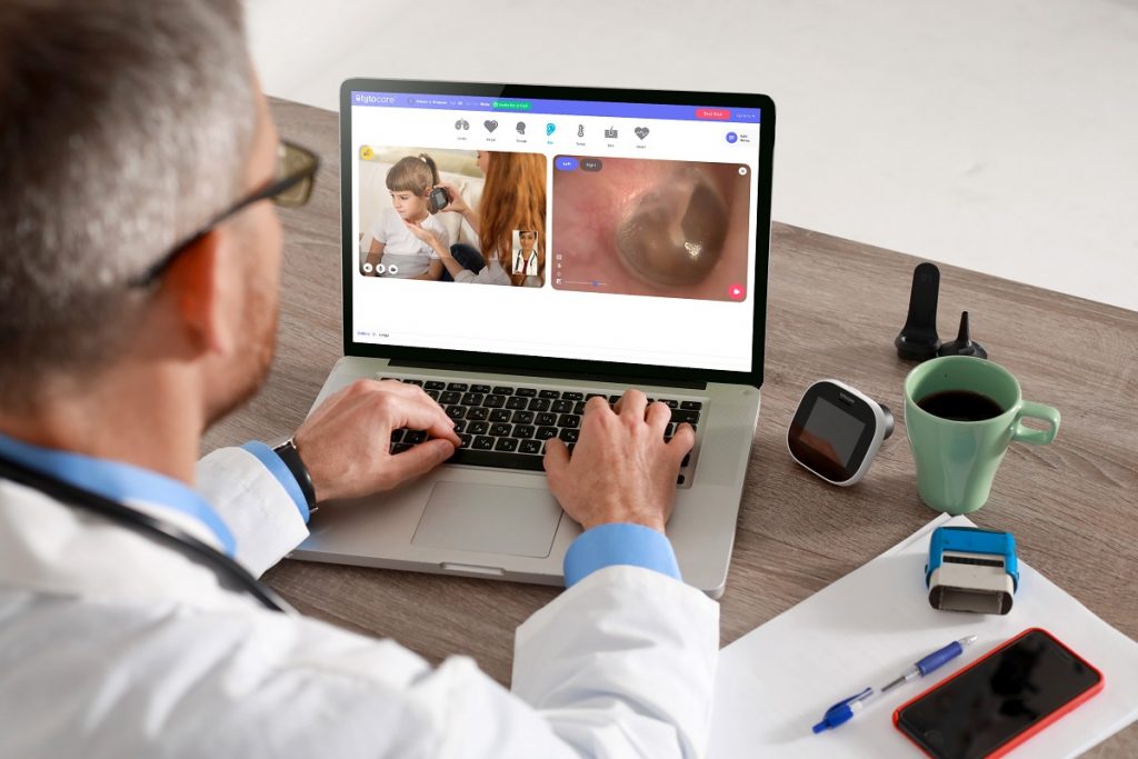 A clinicial using Tyto Care telehealth solutions. Courtesy