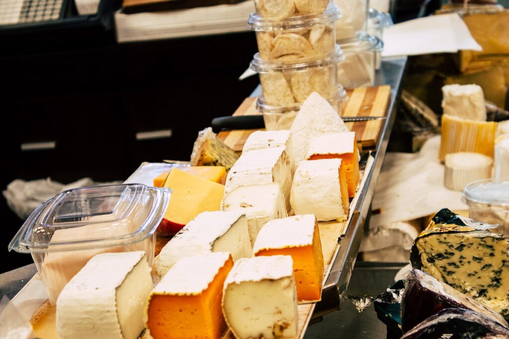 A selection of cheeses at the Carmel market in Tel Aviv. Deposit Photos